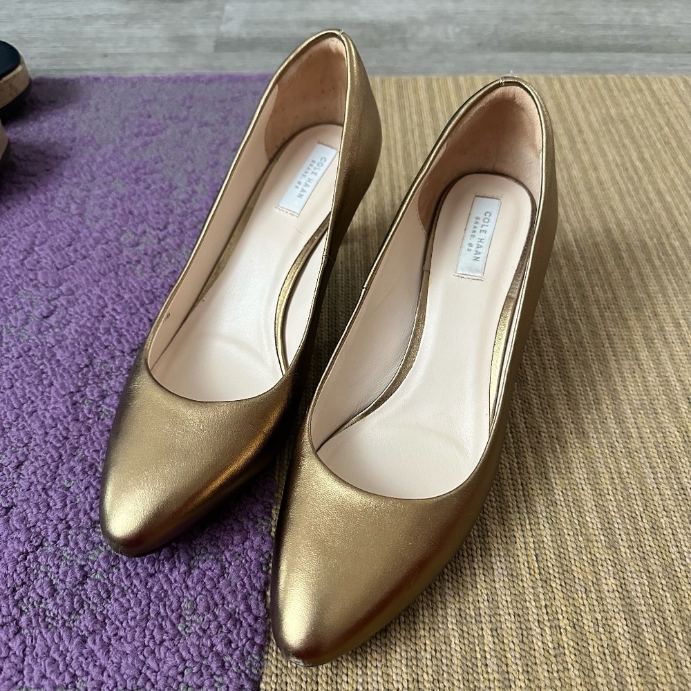 Cole Haan Gold Heels Size 7.5